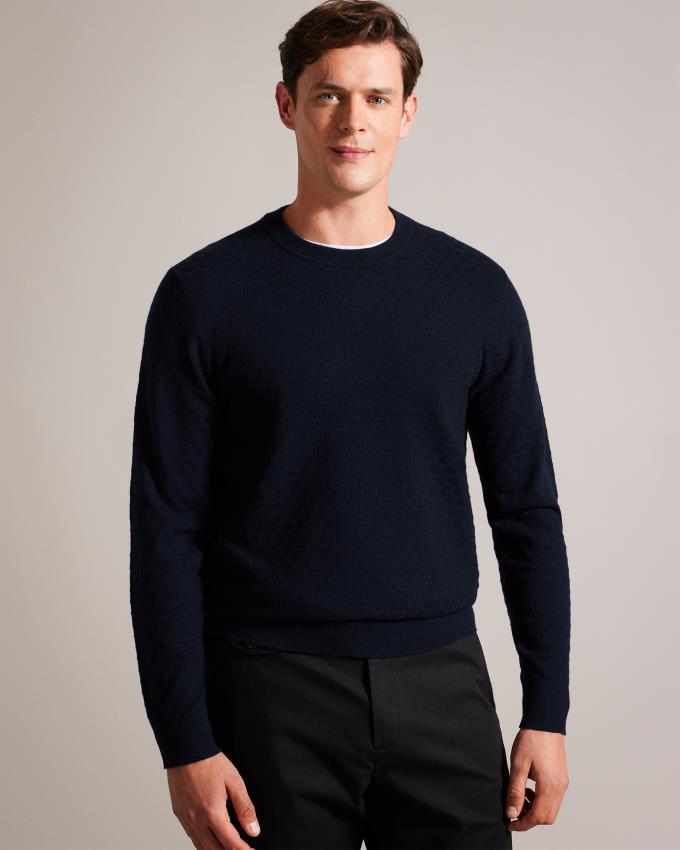 Pull Ted Baker Long Sleeve T Knit Bleu Marine Homme | DLS-56488918